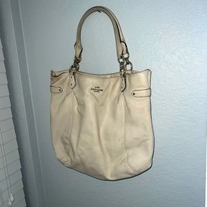 Crème coach purse large tote